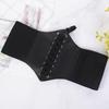 Women's Wide Elastic Belt - Fashionable Black Waist Accessory for Skirts