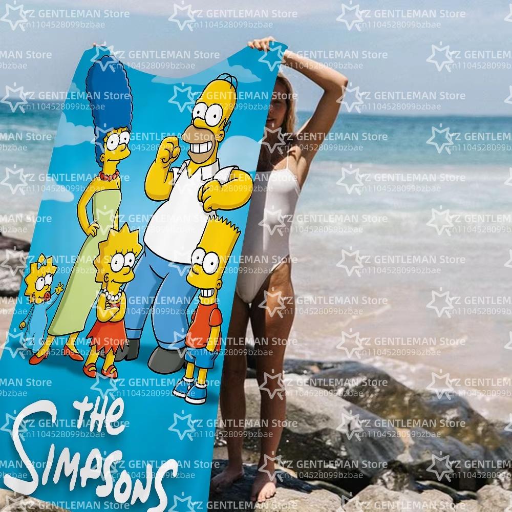 THE S-SIMPSONS Аниме Мультфильм Пляжное полотенце Милое Кавайи Декор комнаты Ванная Девочки Дети Полотенца для рук Для ванной Душ
