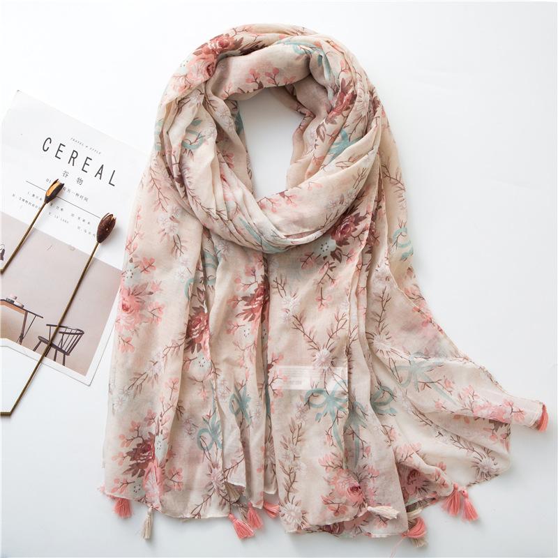 New Fashion Summer Women Scarf Bohemia Flower Beach Hijab Shawls and Wraps Female Foulard Echarpe Designer Pashmina Bandana
