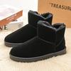 Мужские зимние ботинки, утолщенные плюшевые короткие ботинки, толстая подошва, хлопковая обувь, зимние туфли с круглым носком, высокие ботинки без застежек