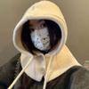 Mizqz Women Big Size Thick Knit Hood Button Balaclava Warm neckWarmer