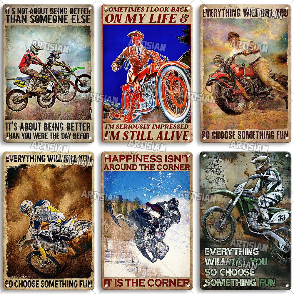 Retro Motorcycle Metal Tin Sign Classic Metal Plaque Man Cave Garage Wall Decorative Rusty Metal Sign Industrial Decor