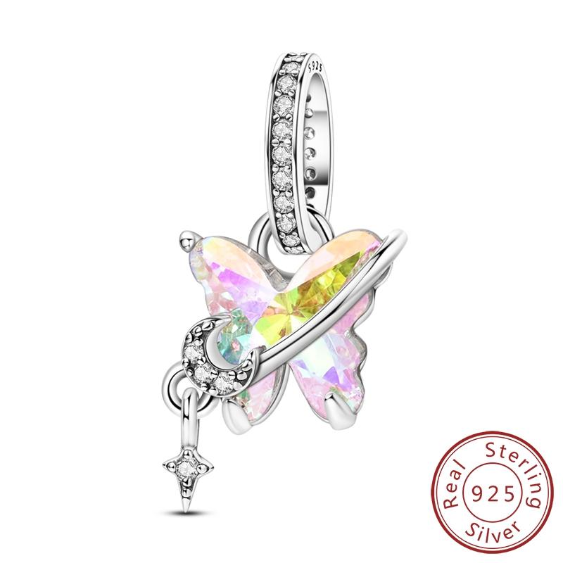 Медные Шармы-Подвески Феи-Бабочки, Бусины с Отпечатком Лапы Кошки, Подходят для Оригинального Изготовления Браслетов, Модная Бижутерия