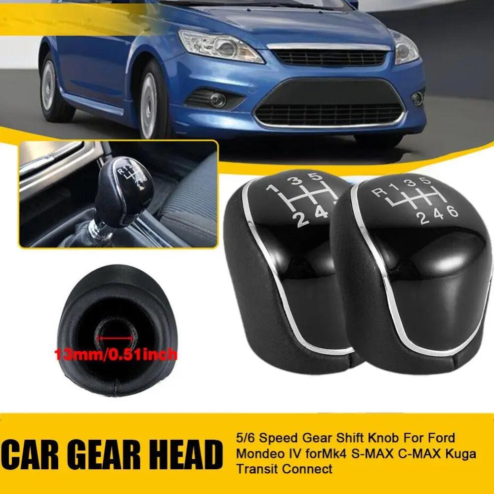 Ручка переключения передач 5/6 скоростей для FORD Mondeo Mk4 S-Max C-Max Focus Mk2 Kuga, кожаный рычаг переключения передач, головной убор, автомобильные аксессуары