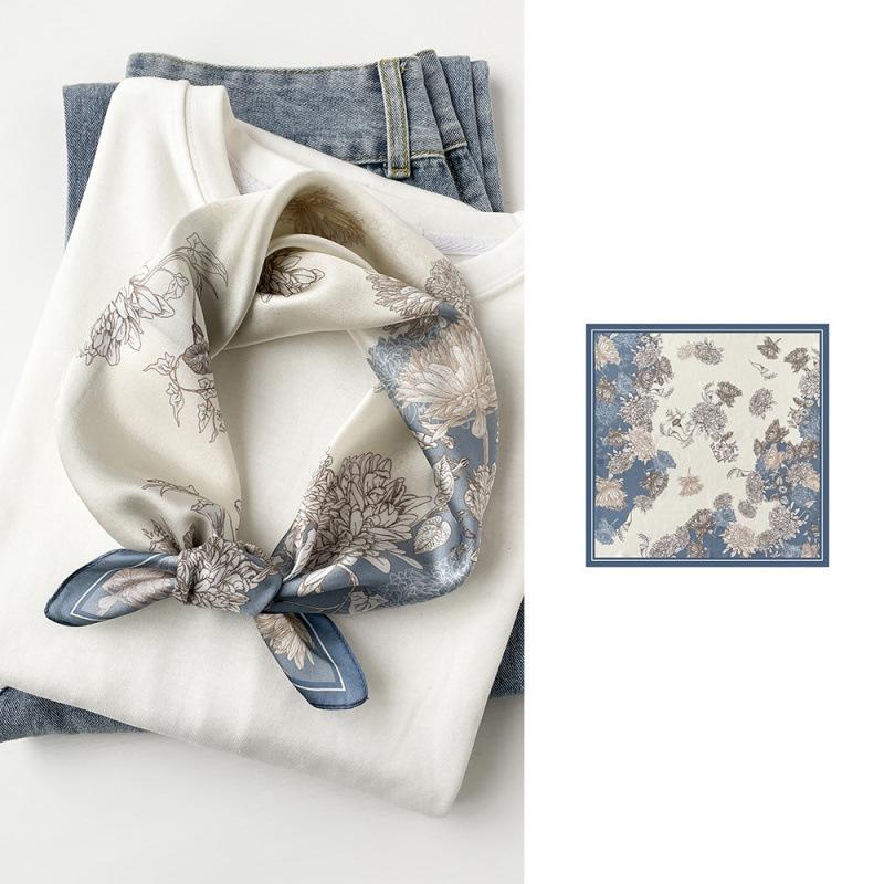 53 Plain Crepe Satin Silk Scarf Silk High-End National Style Printing 100% Mulberry Silk Silk Luxury Silk Square Scarf Women'S Scarf