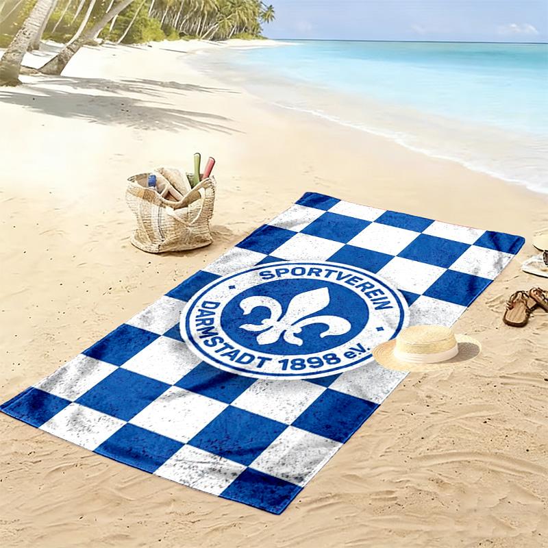 Пляжное полотенце SV Darmstadt 98, Большое, Мягкое, Быстросохнущее, для Пляжа, Кемпинга, Плавания