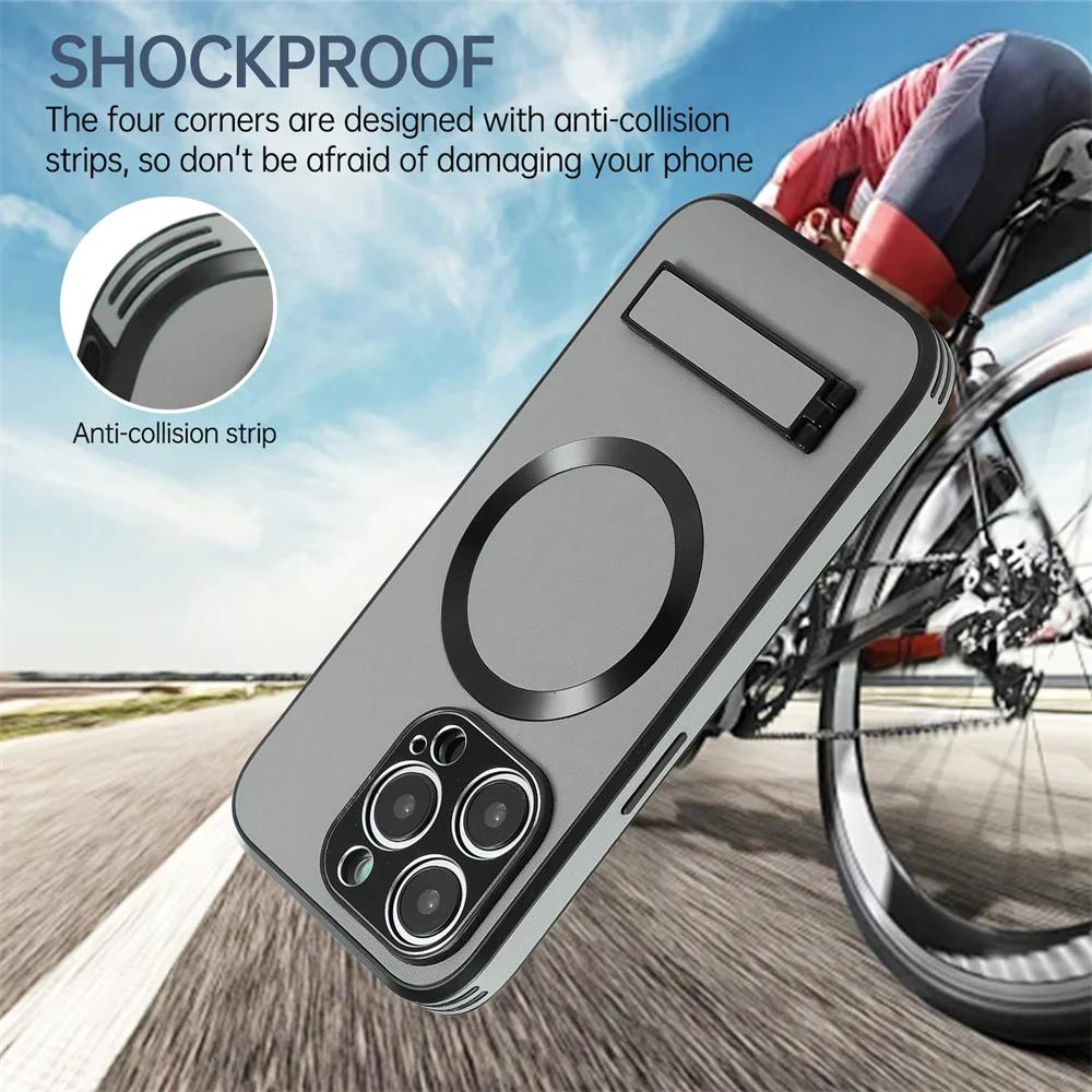 Роскошный кожаный чехол-подставка Magsafe для iPhone 16 15 14 11 12 13 Pro Max, магнитный, для беспроводной зарядки