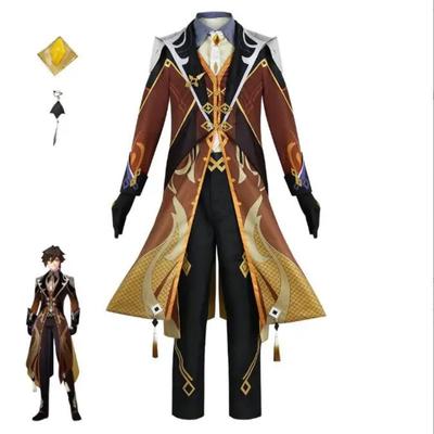 Genshin Zhongli косплей костюм парик Genshin Impact Liyue Morax Zhong Li костюмы для косплея