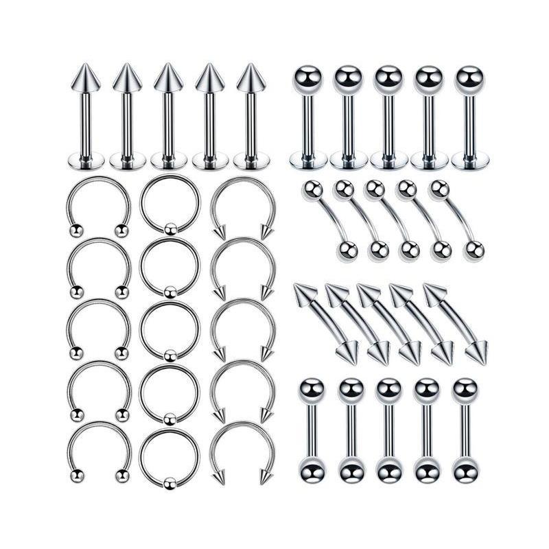Ювелирные изделия для пирсинга, комплект для пирсинга, комплект для пирсинга из нержавеющей стали, язык, козелок, хрящ, кольцо для бровей, кольцо в носу, пирсинг для губ, украшения для тела