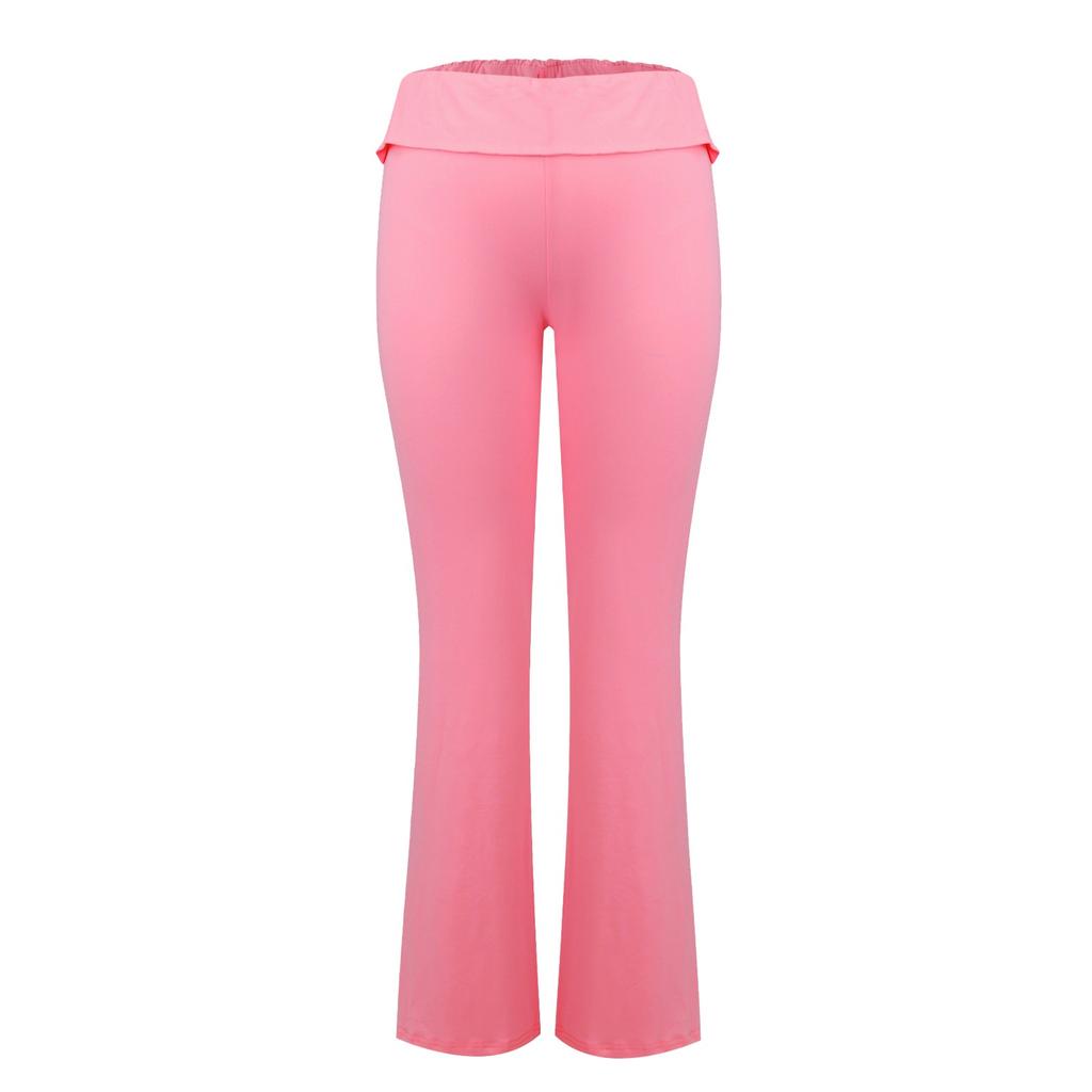 Women's Fashion Solid Color Slim Fit Slim Reverse Waist Low Waist Elastic Waist Flare Pants