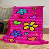 1pc flowers hearts Outdoor Flannel Blanket Soft Warm All-Season Throw for Sofa Bed Car Camping Office, Cozy Gift Idea1301S