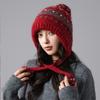 Повязка Красная Шляпа Женская Осень и Зима Ретро Вязаная Шерстяная Шапка Уличная Теплая Лысая Шапка