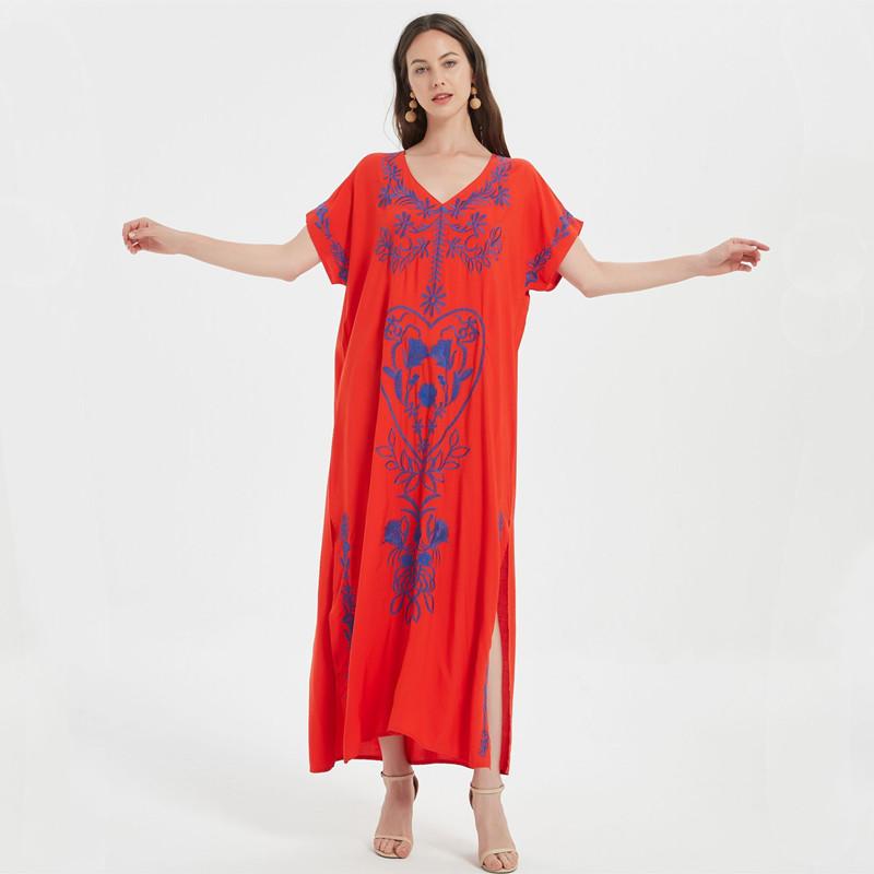 Летнее пляжное платье с v-образным вырезом и короткими рукавами, Инди-фолк, большие размеры, повседневное длинное платье, женский купальник, накидка