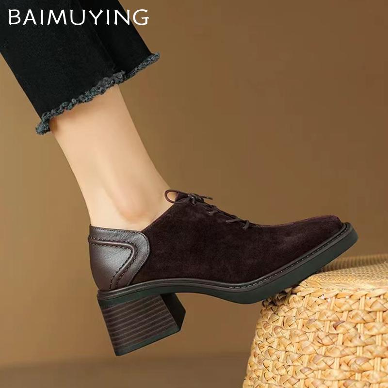 Замшевые женские ботильоны с квадратным носком и высоким каблуком, сэлеантные туфли на шнуровке, массивная зимняя обувь 2025 года, новые брендовые туфли-лодочки Botas Mujer