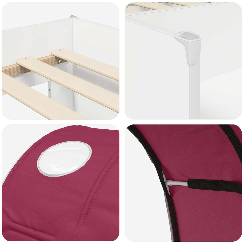 Bed with Tunnel 4 pcs White and Red Particleboard