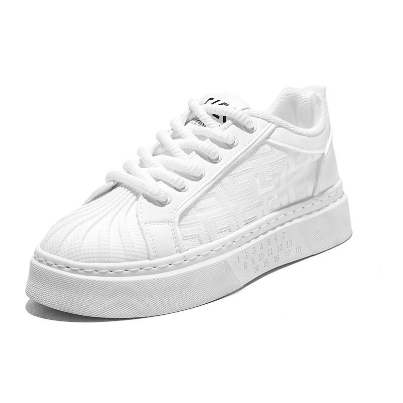 2024 Мужские летние дышащие сетчатые спортивные повседневные белые кроссовки с толстой подошвой