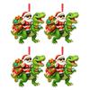 Santa Riding Dinosaur Ornament Funny Santa Claus Acrylic Hanging Decoration Novelty Dino Christmas Tree Ornament for Kids Boys Men