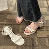 New Sandals Versatile Shoes Gentle and Retro Thick-heeled One-strap High Heels
