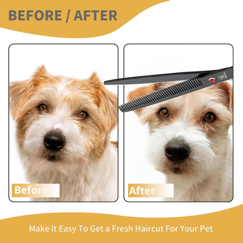 SANGELAR 7.5 Inch Professional Pet Thinning Scissors Dense Teeth Pet Grooming Dog Animal Scissors Big Dog Pet Thinning Grooming Tool