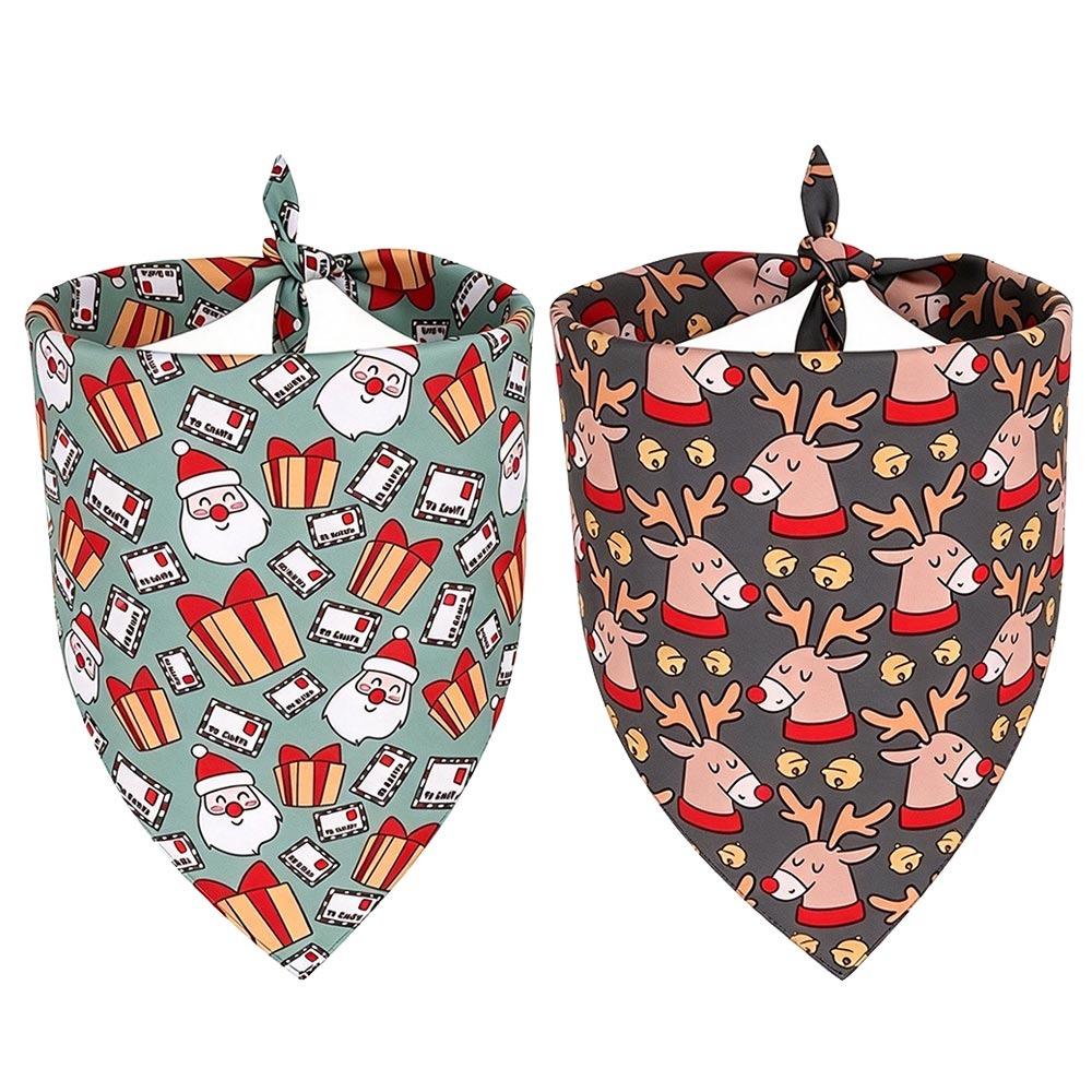 2pcs Adjustable Pet Neck Scarf Tie-on Santa Elf Bandana New Dog Bandanas For Cats Dogs