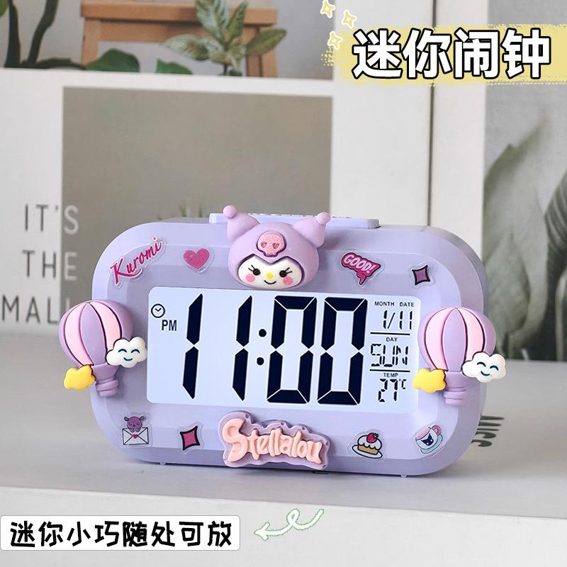 Big Bow Alarm Clock Mini Luminous Clock Multifunctional Cute Silent Portable Student Desktop Clock Clock