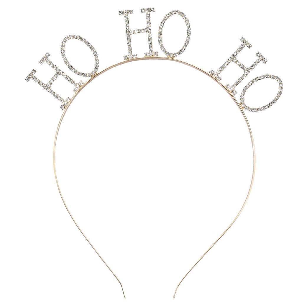 HOHOHO Rhinestone Christmas Headband - Festive Hair Accessory for Holiday Parties