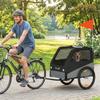 Foldable Metal Bike Trailer for Medium Dogs with 600D Oxford Fabric and Removable Cover, Grey