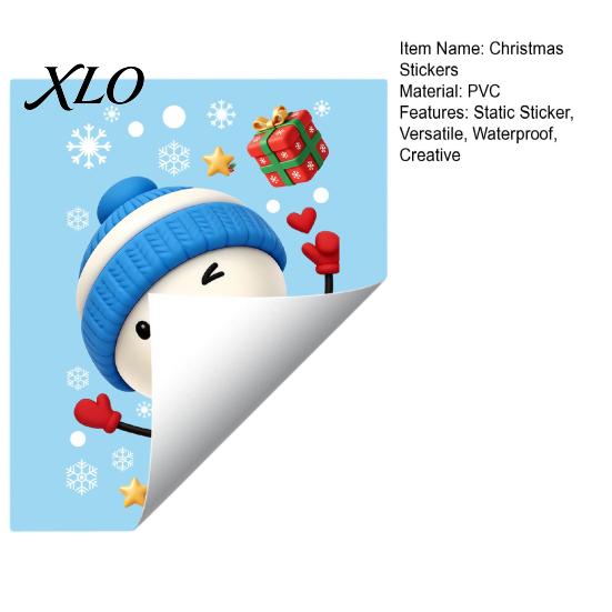 Indoor Outdoor Holiday Accents Christmas Window Stickers Static Cling, Santa/Reindeer/Snowmen/Elves Print, Waterproof Removable Party Supplies