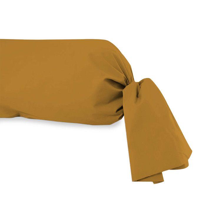 Taie de traversin en coton 57 fils 45x205 cm UNI moutarde, par Soleil d'Ocre