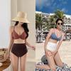 Korean Style High Waist Two-Piece Swimsuit - Fashionable Solid Color Bikini for Women
