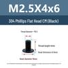 Yigu Black 304 Stainless Steel Flat Head Phillips Machine Screws M2-M6