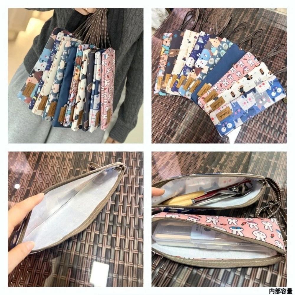 Zipper Closure Tableware Pouch Oxford Art Pencil Case New Pen Bag Outdoor Travel