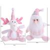 Realistic Christmas Plush Snowman Doll Sitting Christmas Pink Doll Decorations  Santa Claus Gifts
