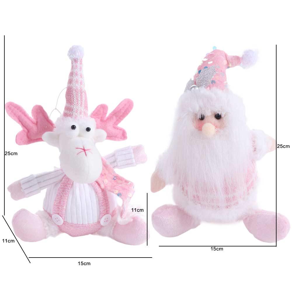 Realistic Christmas Plush Snowman Doll Sitting Christmas Pink Doll Decorations  Santa Claus Gifts
