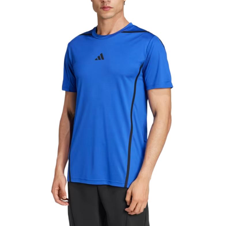 adidas D4T PS Футболка Удобная Универсальная Простая Мода Однотонная Футболка с Коротким Рукавом Мужские Топы Синий JJ1354