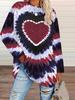 Plus Size Heart Print Top, Elegant Round Neck Long Sleeve Top for Spring, Summer and Winter, Women's Plus Size Clothing