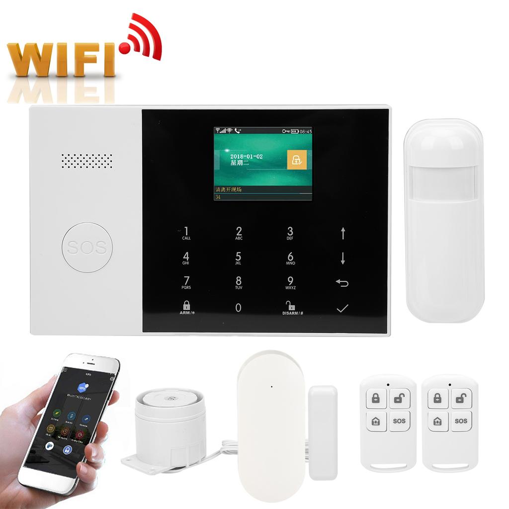WIFI+GSM+GPRS 2.4in TFT Alarm System AntiTheft Detector with SOS Button for Home Surveillance for