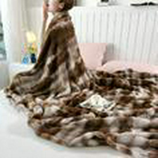 Colorful Gradient Bubble Velvet Rabbit Fur Blanket for Office or Sofa