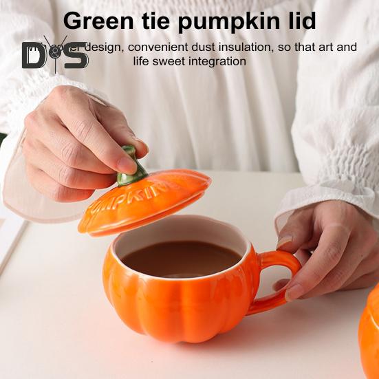 300 мл Тыквенная кружка с крышкой Осенняя кофейная кружка Кружки на День благодарения Тыквенная керамическая кофейная кружка Милые чашки для чая и кофе на день рождения Жены Мамы Девочки Друзья