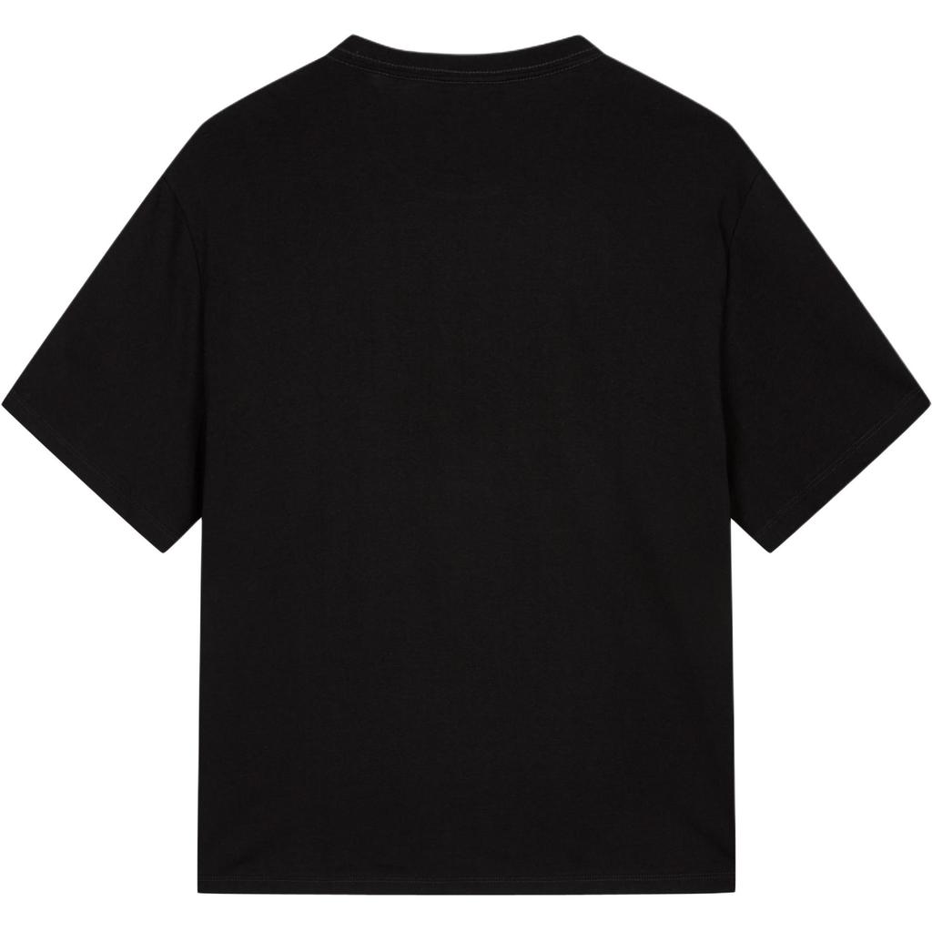 Calvin Klein Футболка мужская с круглым вырезом в рубчик, со спущенным плечом, с коротким рукавом, с надписью, черная 4RB862G-UB1