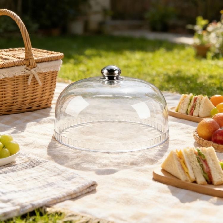 Food Protector for Picnics Clear Plastic Spacious and Safe Outdoor Cake Dome with Clear View Plate Serving Cover