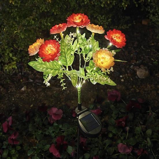 Artificial Snow Lotus Solar Light with Stake Weather-proof Outdoor Garden Yard Pathway Patio Yard