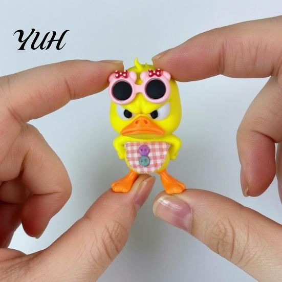 Creative Birthday Gifts 3D Printed Cute Duck Figurine with Glasses, Angry Pose Desk Decor, Accessories Office Bookcase Car Ornament, Funny Collectible