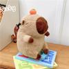 Baseball Capybara Backpack Cute Cartoon Stuffed Doll Backpack Soft Pig Guinea