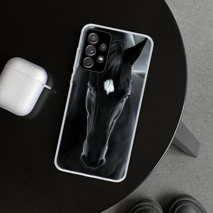 Чехол для телефона Animal Black Horse для Samsung Galaxy A17 A16 A26 A36 A56 A57 A37 A15 A25 A35 A55 A14 A24 A34 A54 A13 A23 A33 A53 Gal