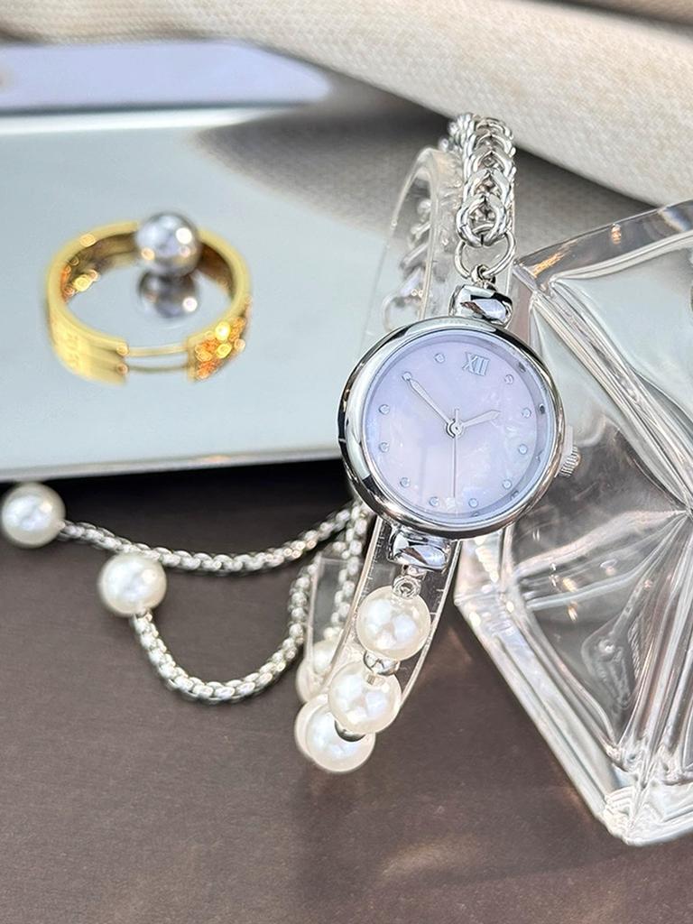 New Women's Luxury Pearl Bracelet Watch with Shell Dial, Trendy Design, Elegant Daily Wear Quartz Watch