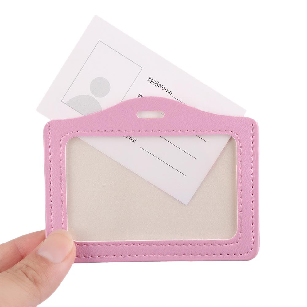 ID Leather Card Holders Lanyard Card Sleeve Women Men PU Bank Card Name Credit Card Holders Neck Strap Card Candy Colors