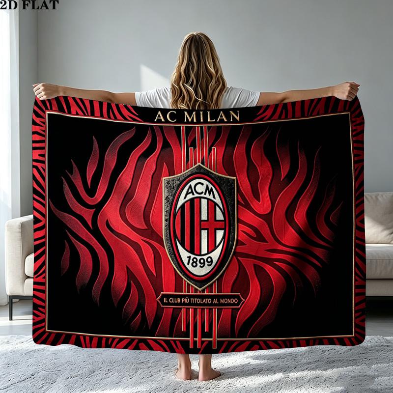Фланелевое одеяло с принтом AC Milan Высококачественное Теплое Удобное Покрывало для Всех Сезонов Идеально для Подарков Домашний Декор