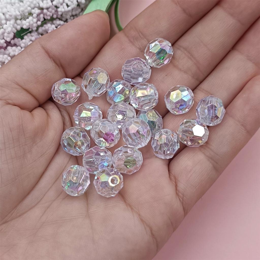 Акриловые материалы ручной работы 6-10 мм, ожерелья в форме сердца для серег, круглые ювелирные изделия, цветные AB, 20/50 шт., аксессуары для звездных бусин