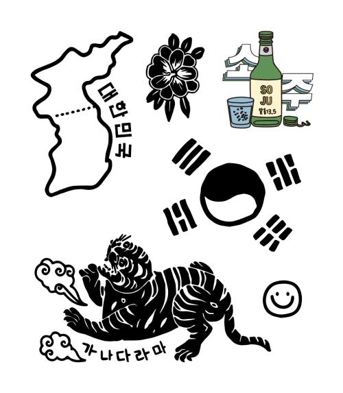Корейские тату-наклейки с хангылем, которые можно наносить без воды и ножниц